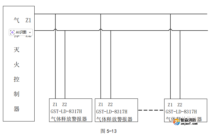 海灣GST-LD-8317H型氣體釋放警報(bào)器接線圖