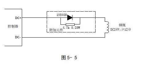 GST-QKP01 驅動鋼瓶電磁閥輸出的布線方式如圖 GST-QKP01 驅動鋼瓶電磁閥輸出的布線方式如圖